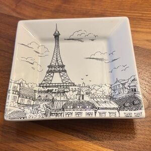 222 Fifth City Scenes Porcelain Paris Eiffel Towel Scene 5.75” x 5.75” Plate